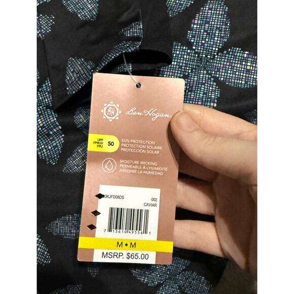 NWT Ben Hogan Medium Women Floral Print Long Sleeve 1/4 Zip Blade Collar Polo - Picture 6 of 7
